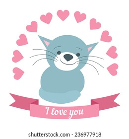 Illustration drawn by animal declaration of love and typography elements
