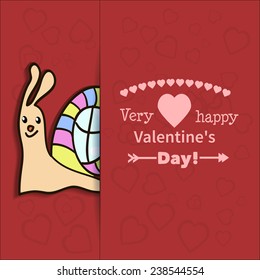 Illustration drawn by animal snail declaration of love and typography elements