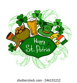 Illustration drawn by hand for St. Patrick's day
