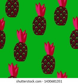 The illustration is drawn by hand in vector.Pineapple pattern for packaging products, cosmetics,print for your business.Vector graphics.
