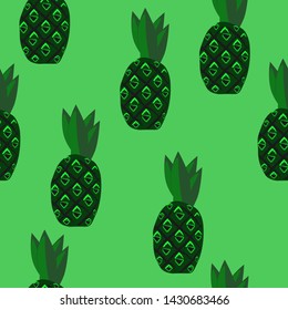 The illustration is drawn by hand in vector.Pineapple pattern for packaging products, cosmetics,print for your business.Vector graphics.