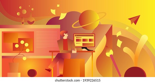 Illustration dream workspace background website (Vector) for your website and other