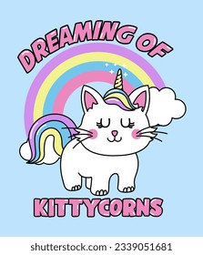 ILLUSTRATION DREAMING OF RAINBOW KITTYCORN