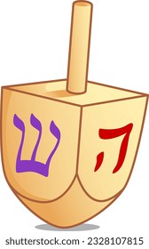 Illustration of Dreidel with Hebrew Letter on Each Side for Playing a Game