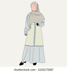 Illustration of dress for muslimah (Muslim woman) with combination of Fresh Elegant tone colour
