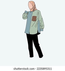 Illustration of dress for muslimah (Muslim woman) with combination of Elegant Pastel Tone colour