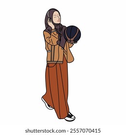 Illustration of dress for muslimah (Muslim woman) with combination of Winter Warm tone colour