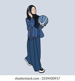 Illustration of dress for muslimah (Muslim woman) with combination of Winter Cool tone colour