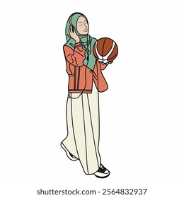 Illustration of dress for muslimah (Muslim woman) with combination of Pastel Warm tone colour.