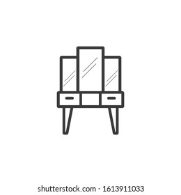 Illustration Dressing Table Icon Black and White Vector Graphic