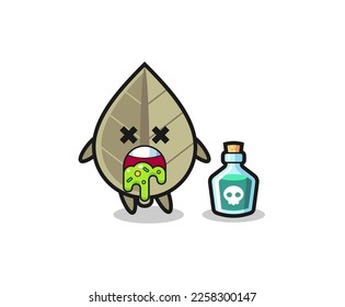 Illustration eines durch Vergiftung verursachten Erbrechen eines getrockneten Blattes , süßes Design für T-Shirt, Aufkleber, Logo-Element