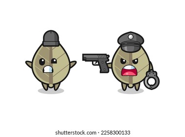 Illustration von getrockneten Laubräbern mit von der Polizei gefangenen Handhosen , niedliches Design für T-Shirt, Aufkleber, Logo-Element