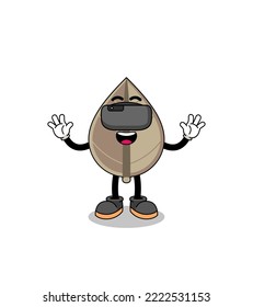 Illustration of dried leaf with a vr headset , character design