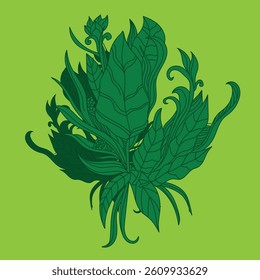 illustration of dried leaves and flowers elements for banner, poster, background decoration