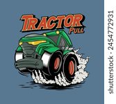 illustration drifting tractor,animation raching tractor