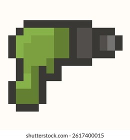 Illustration of drill in cartoon pixel art style