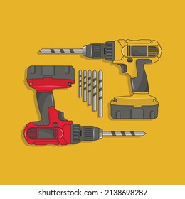 illustration of a drill in cartoon vector drawing