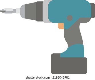 Illustration of drill screwdriver with flat design