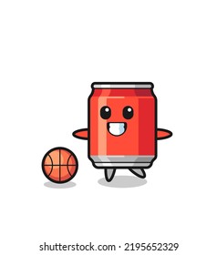 Illustration of drink can cartoon is playing basketball , cute style design for t shirt, sticker, logo element
