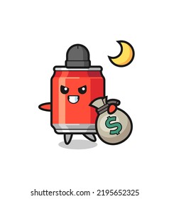 Illustration of drink can cartoon is stolen the money , cute style design for t shirt, sticker, logo element