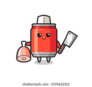 Illustration of drink can character as a butcher , cute style design for t shirt, sticker, logo element