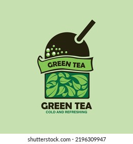 illustration of a drink. green tea logo vector