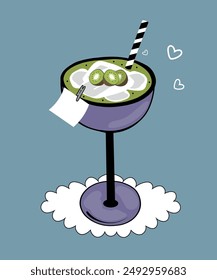  Illustration Drink at Ice and Kiwi Taste, Stiker