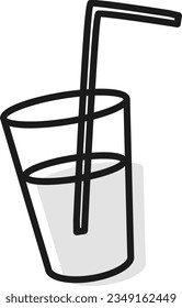Illustration of a drink in a transparent cup(black and white)