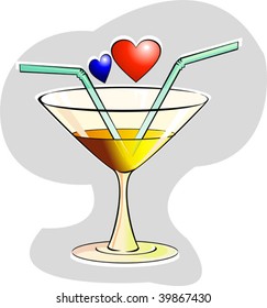 Illustration of drinking  glass with straw	