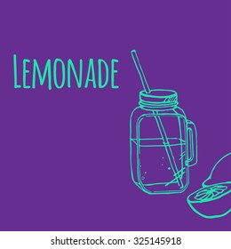 Illustration of drinking jar, background lemonade