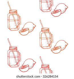 Illustration of drinking jar seamless pattern