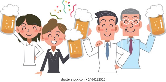 Illustration of a drinking party