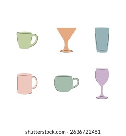 Illustration of drinking utensils, Cute colorful design