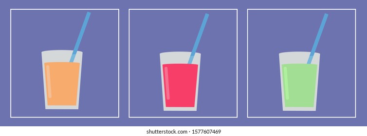 illustration with drinks on a purple background