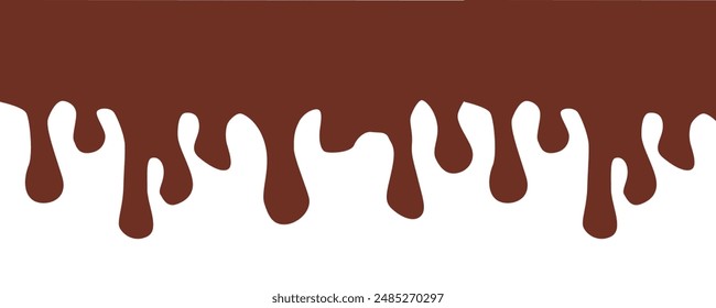 Ilustración de goteo de chocolate marrón sobre un fondo blanco. Anuncio de celebración del Día Mundial del Chocolate.