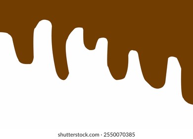 Illustration of dripping brown chocolate on a white background. World Chocolate Day celebration banner. Abstract chocolate flow down
