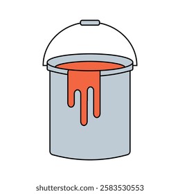 Illustration of Dripping Orange Paint Can