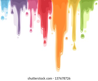 Illustration Of Dripping Paint In Rainbow Color