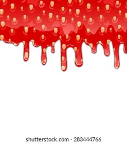 Illustration Drips of Strawberry Jam on White Background - Vector