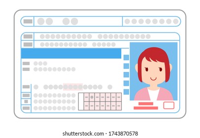 Ilustración de la superficie del permiso de conducir, mujer conductora general