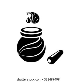 illustration of drizzler and honey with glass jar