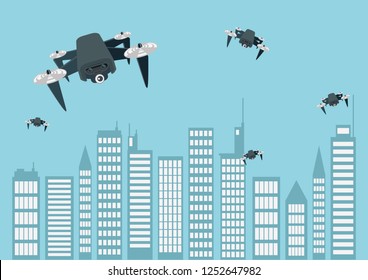 Illustration of Drone.
A drone clip art flying in the sky.
An illustration of a future machine.