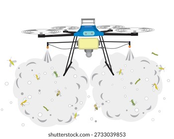 Illustration of a drone working to exterminate pests.