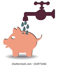 illustration of a drop of water going into a piggy bank
