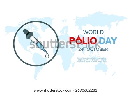 Illustration of a dropper with a world map background for World Polio Day awareness.
