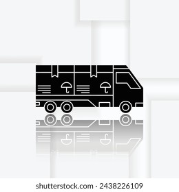 illustration of a dropship package truck, icon of a package truck containing a pile of package boxes, suitable for use for online trading applications, business, marketplace and etc