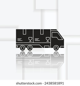 illustration of a dropship package truck, icon of a package truck containing a pile of package boxes, suitable for use for online trading applications, business, marketplace and etc