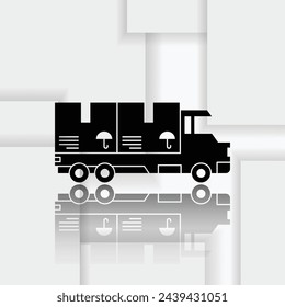 illustration of a dropship package truck, icon of a package truck containing a pile of package boxes, suitable for use for online trading applications, business, marketplace and etc