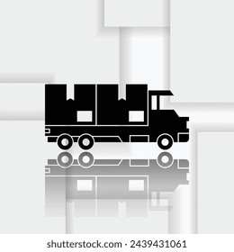 illustration of a dropship package truck, icon of a package truck containing a pile of package boxes, suitable for use for online trading applications, business, marketplace and etc