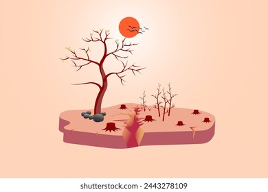 illustration of drought and cracked soil due to El Nino climate change